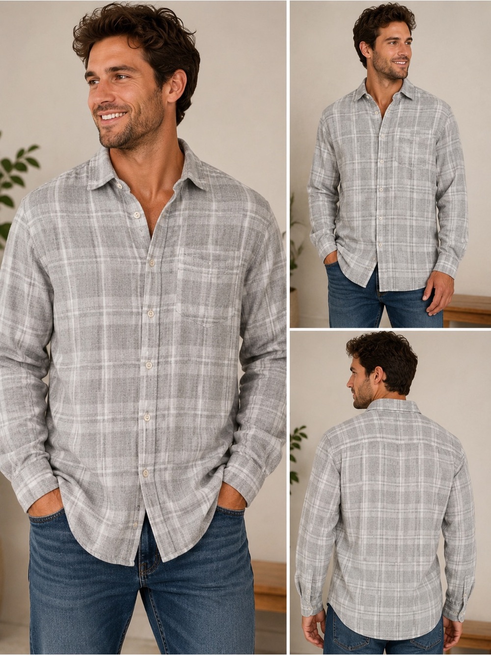 Rails Lennox Aluminum Melange Gray Plaid Flannel Shirt Men’s XL